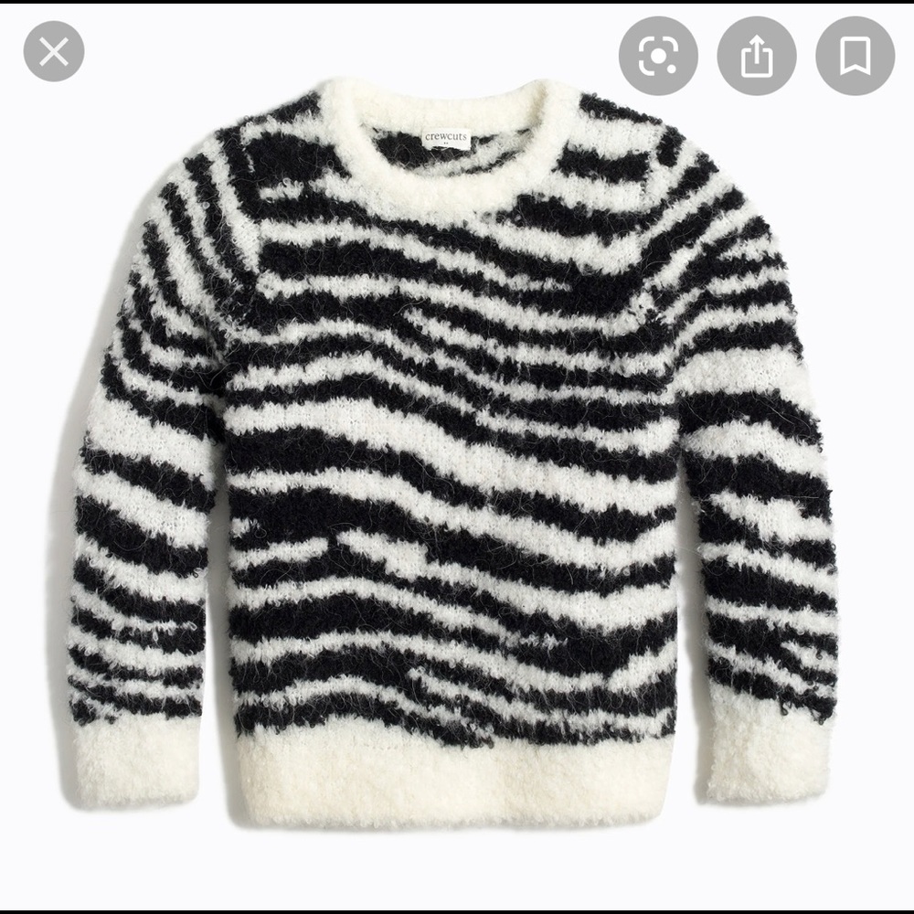 Jcrew fuzzy zebra stripes striped sweater oversize